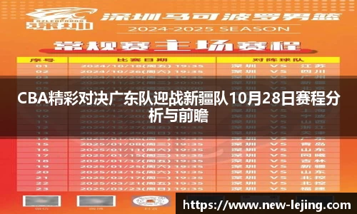 CBA精彩对决广东队迎战新疆队10月28日赛程分析与前瞻